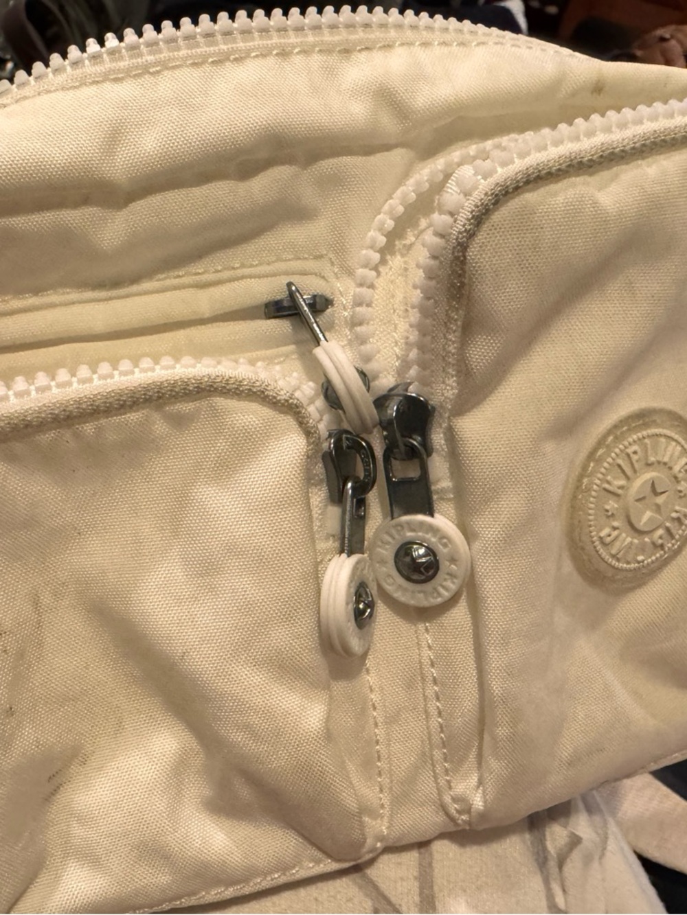 Kipling Cream Canvas Mini Crossbody Pouch